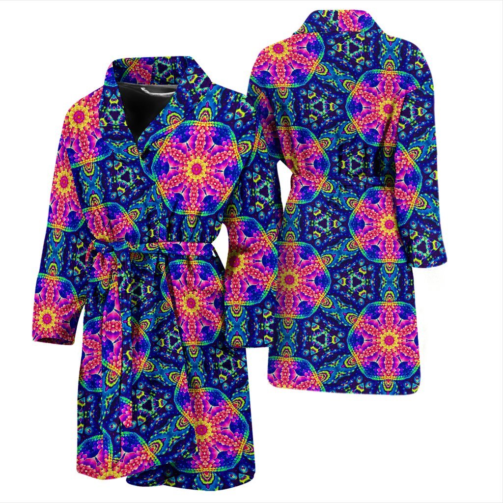 Pattern Print Kaleidoscope Men Long Robe-grizzshop