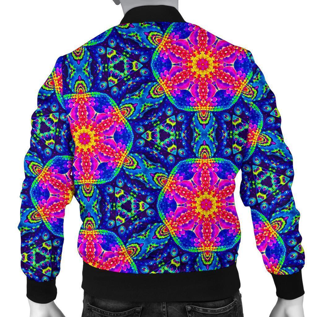 Pattern Print Kaleidoscope Men's Bomber Jacket-grizzshop