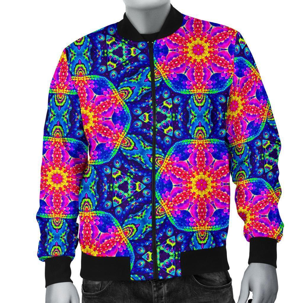 Pattern Print Kaleidoscope Men's Bomber Jacket-grizzshop