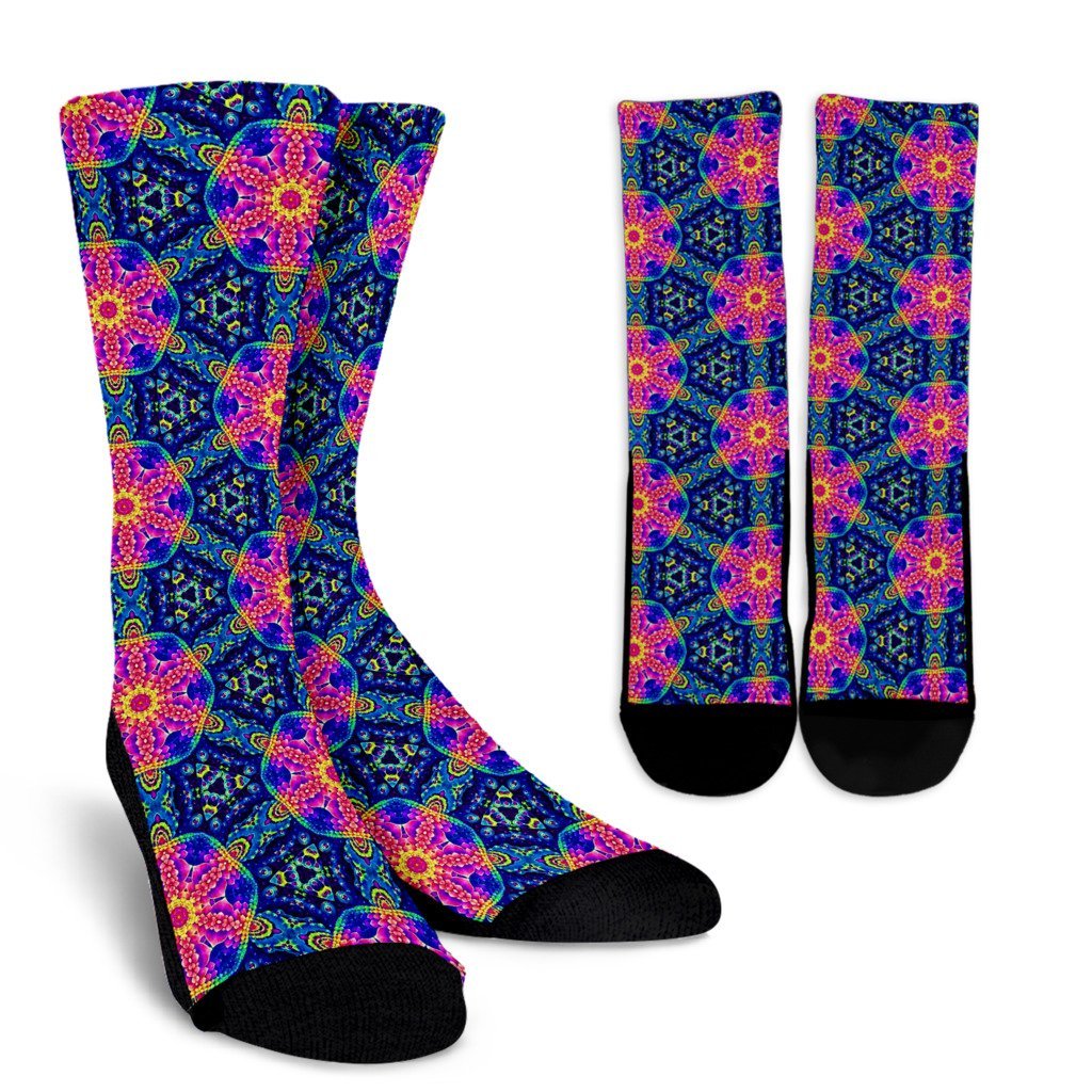 Pattern Print Kaleidoscope Unisex Crew Socks-grizzshop