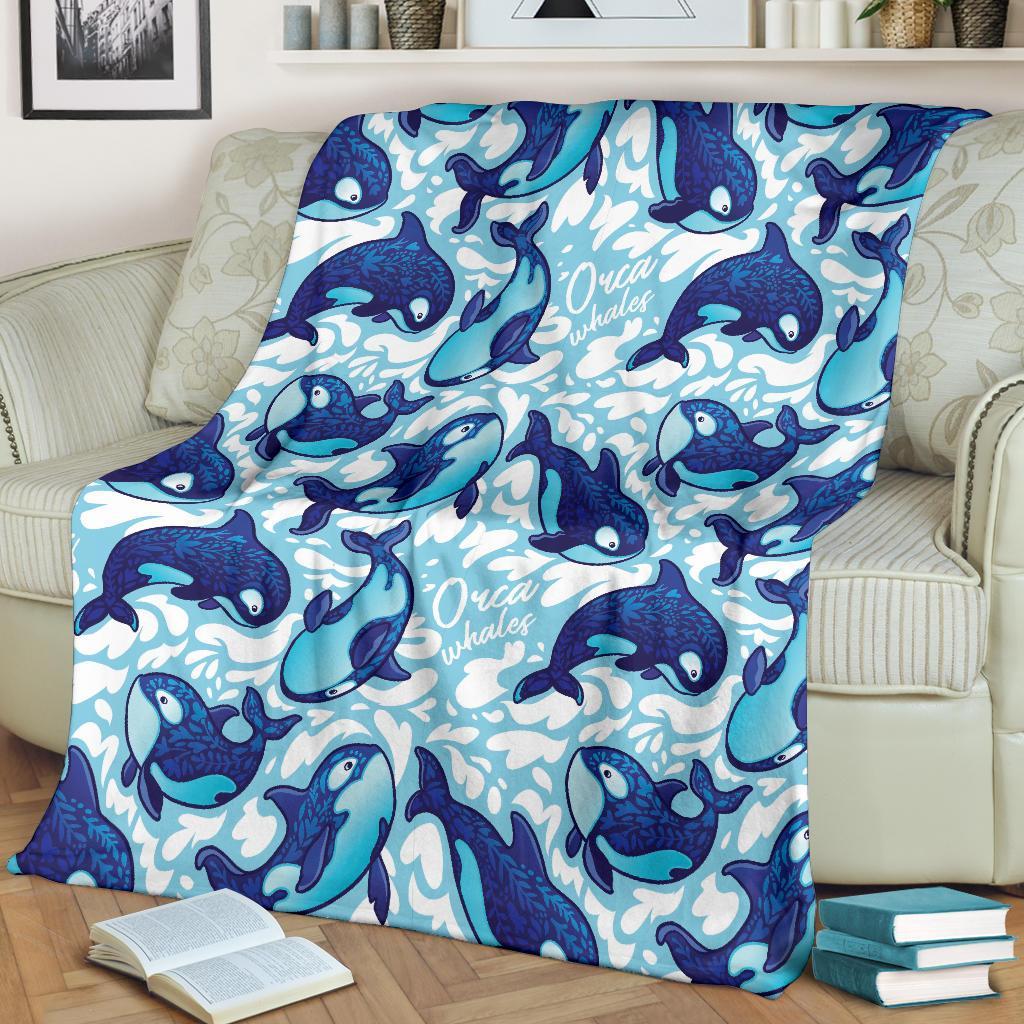 Pattern Print Killer Whale Orca Blanket-grizzshop