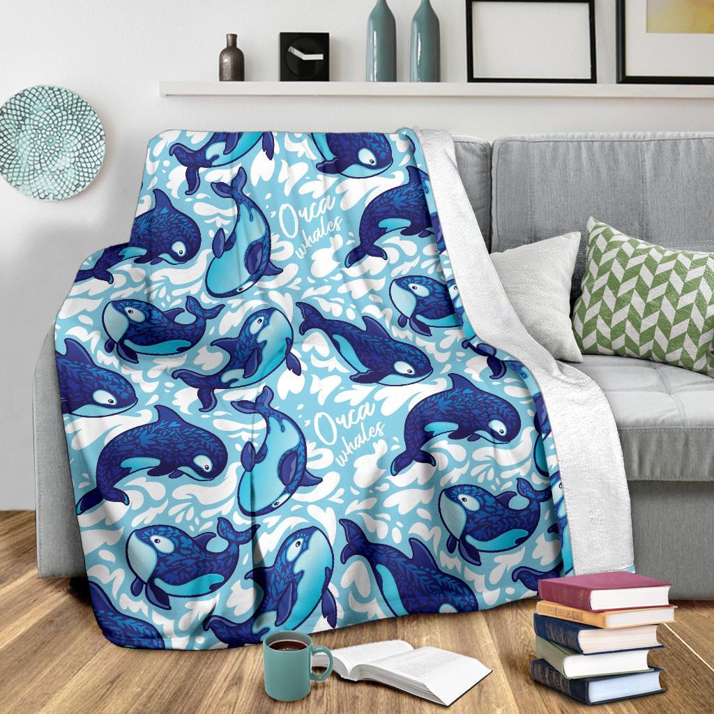 Pattern Print Killer Whale Orca Blanket-grizzshop