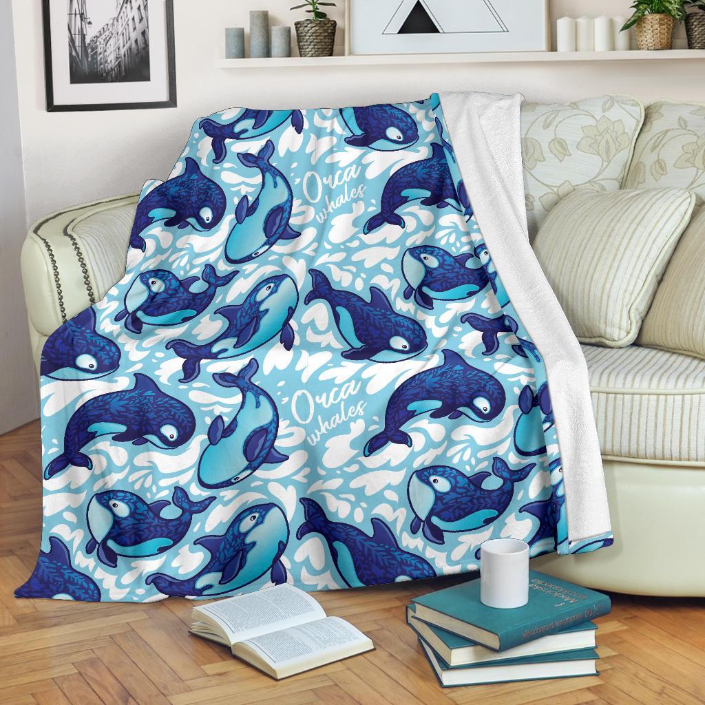 Pattern Print Killer Whale Orca Blanket-grizzshop