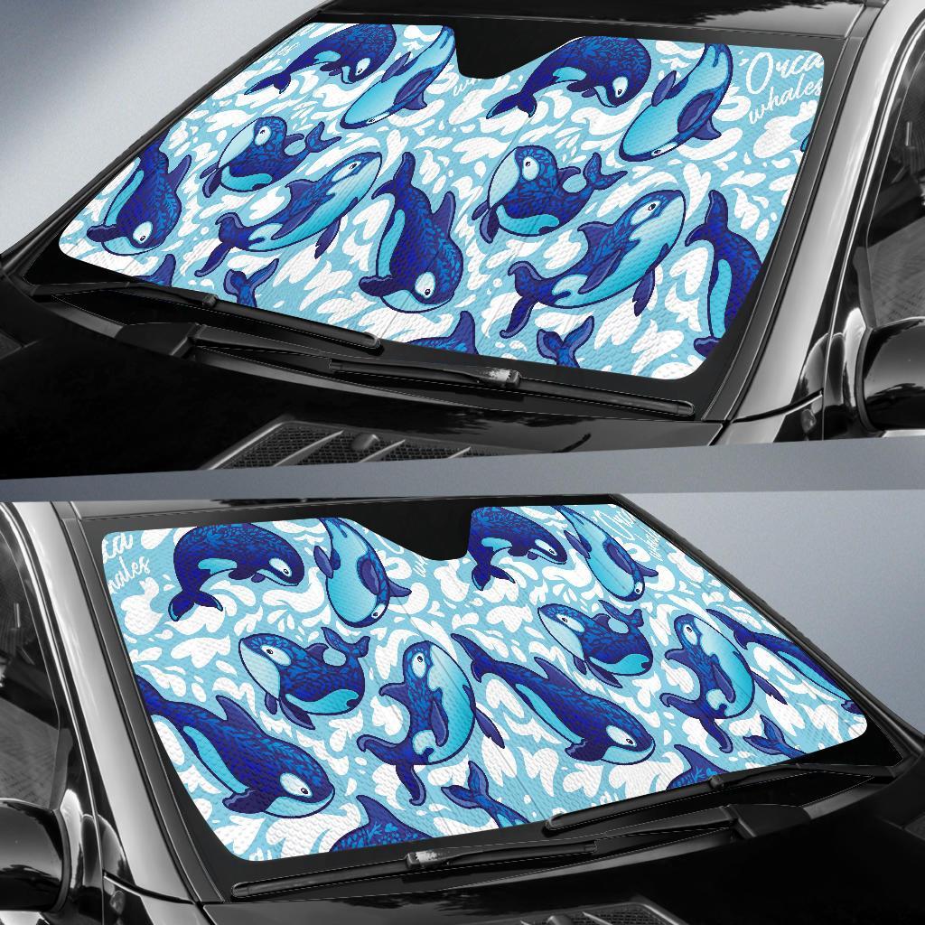 Pattern Print Killer Whale Orca Car Sun Shade-grizzshop