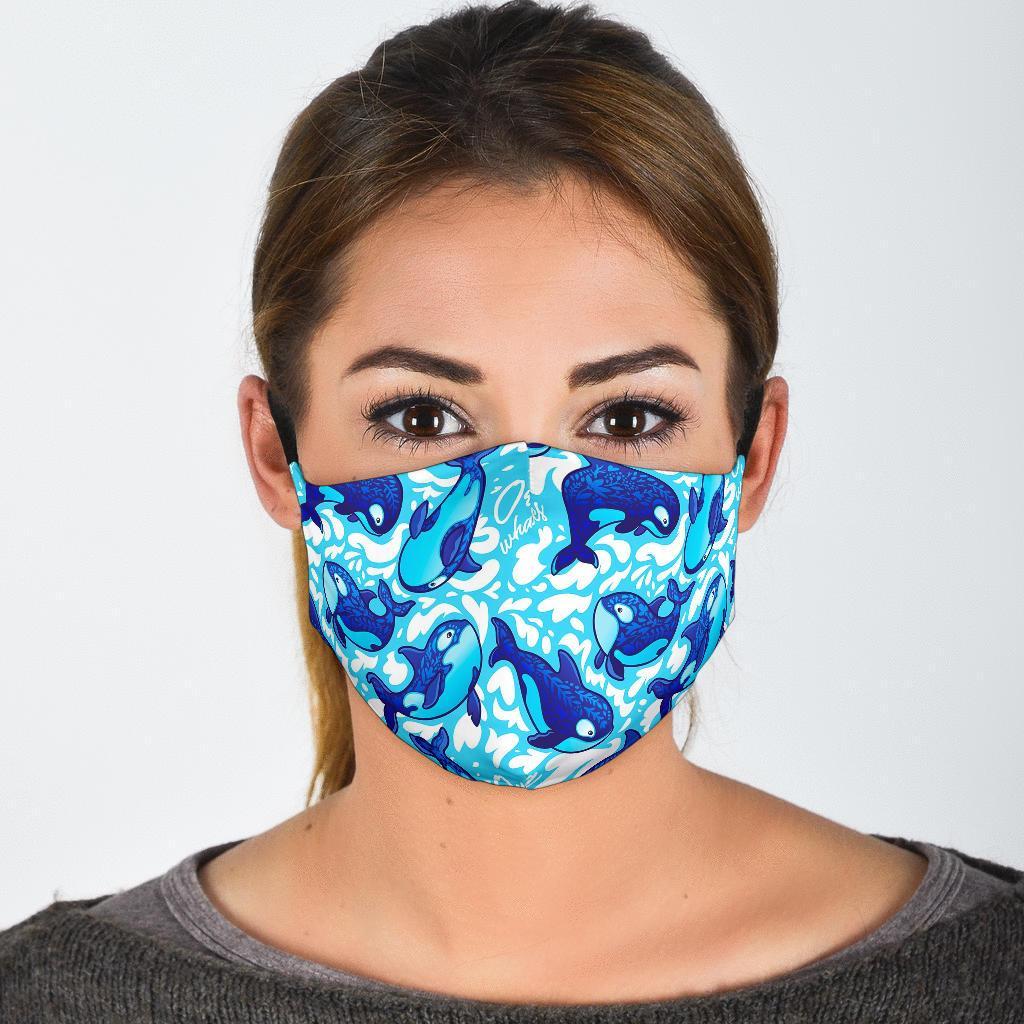 Pattern Print Killer Whale Orca Face Mask-grizzshop