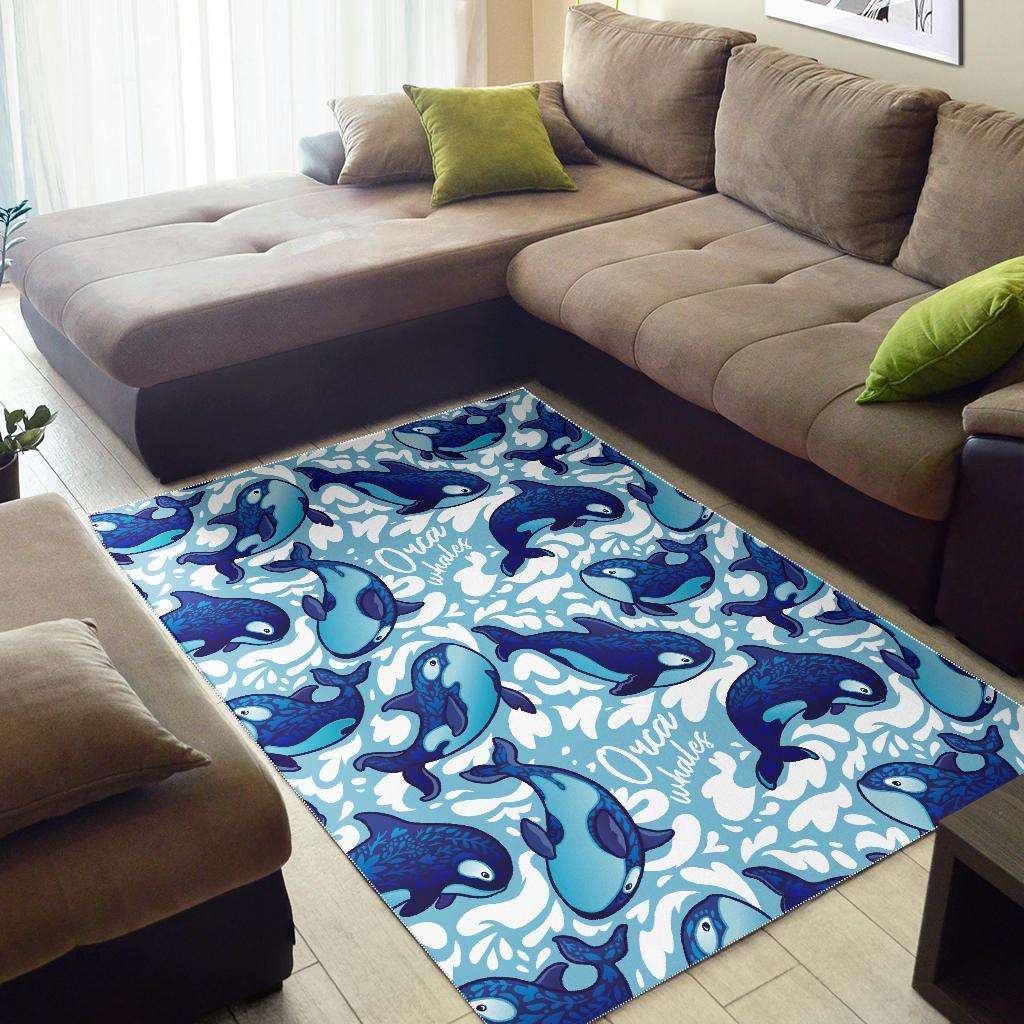 Pattern Print Killer Whale Orca Floor Mat-grizzshop