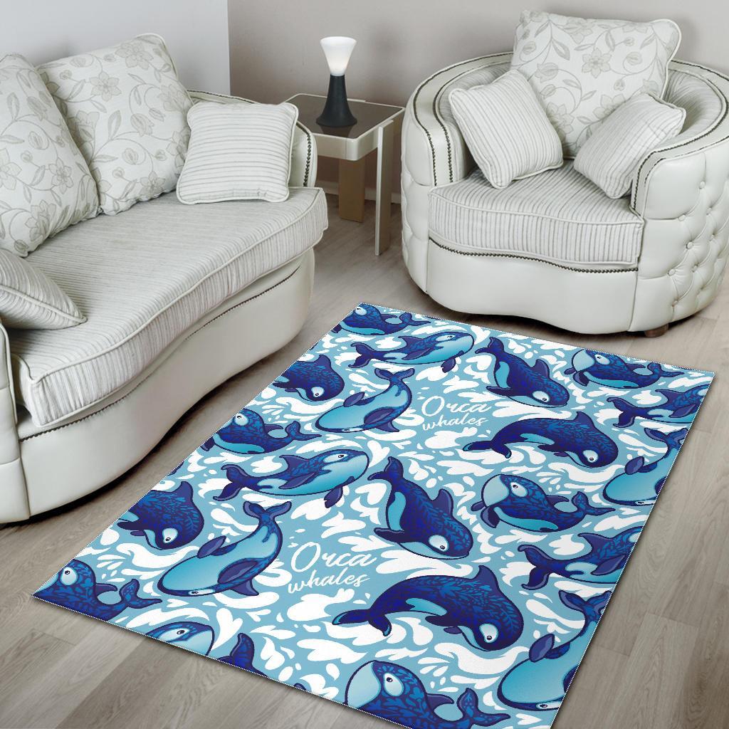 Pattern Print Killer Whale Orca Floor Mat-grizzshop