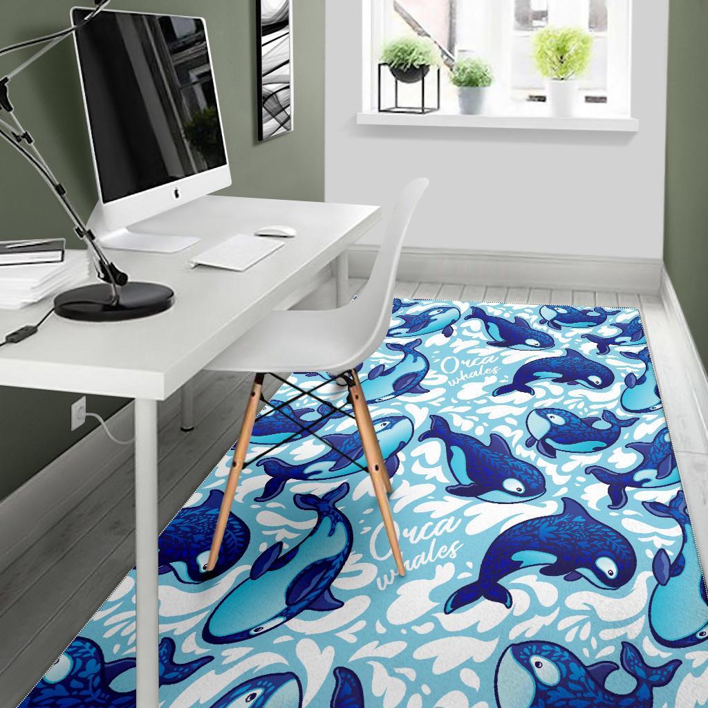 Pattern Print Killer Whale Orca Floor Mat-grizzshop