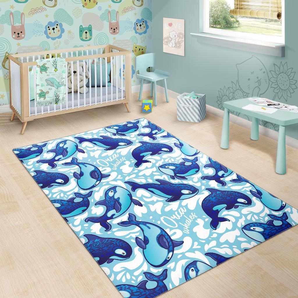 Pattern Print Killer Whale Orca Floor Mat-grizzshop