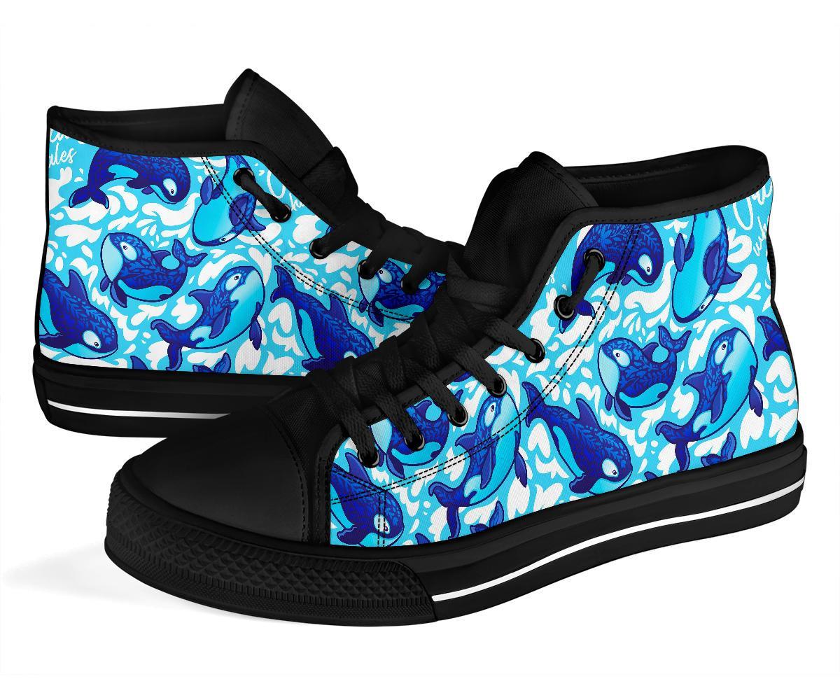 Pattern Print Killer Whale Orca Men Women's High Top Shoes-grizzshop