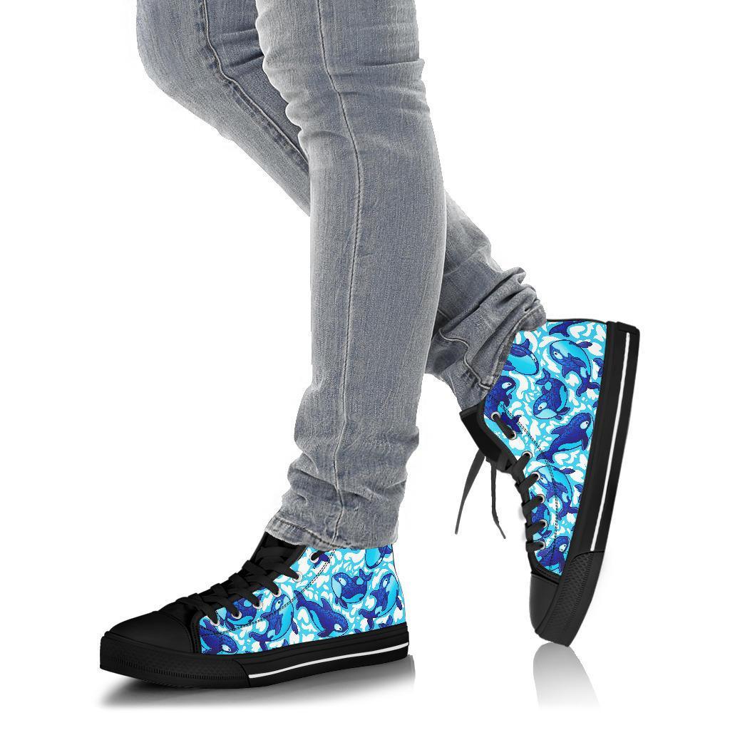 Pattern Print Killer Whale Orca Men Women's High Top Shoes-grizzshop