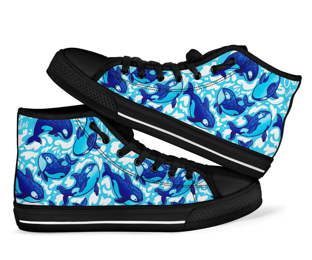 Pattern Print Killer Whale Orca Men Women's High Top Shoes-grizzshop