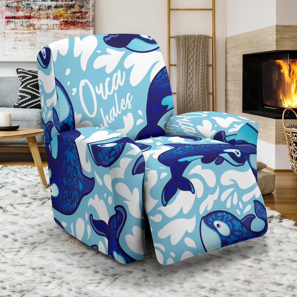 Pattern Print Killer Whale Orca Recliner Cover-grizzshop