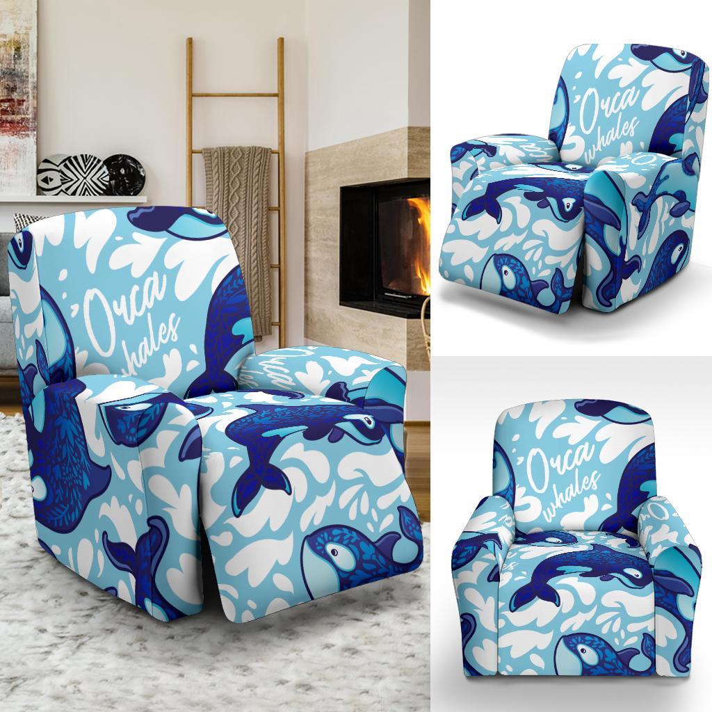 Pattern Print Killer Whale Orca Recliner Cover-grizzshop