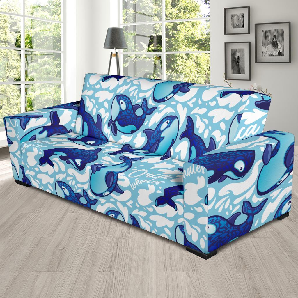 Pattern Print Killer Whale Orca Sofa Covers-grizzshop