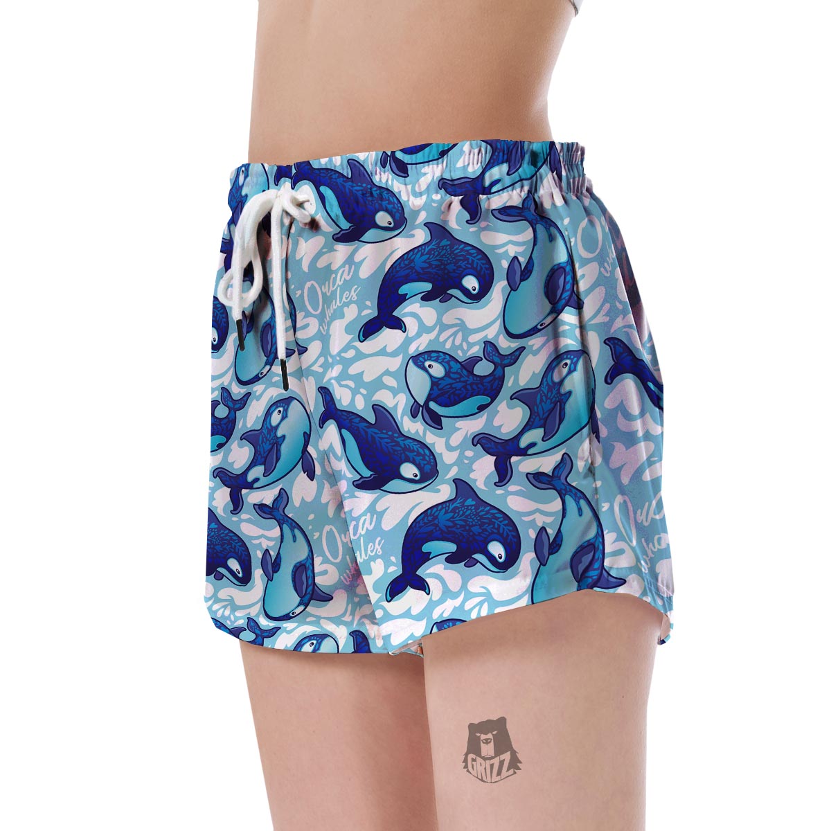 Pattern Print Killer Whale Orca Women's Shorts-grizzshop