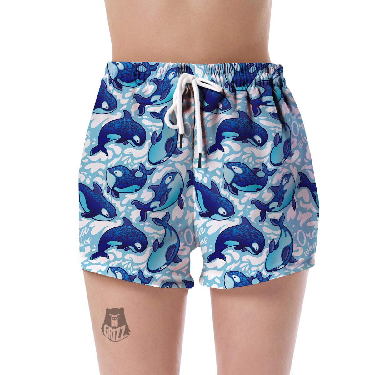 Pattern Print Killer Whale Orca Women's Shorts-grizzshop
