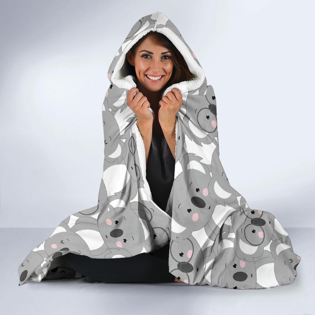 Pattern Print Koala Hooded Blanket-grizzshop