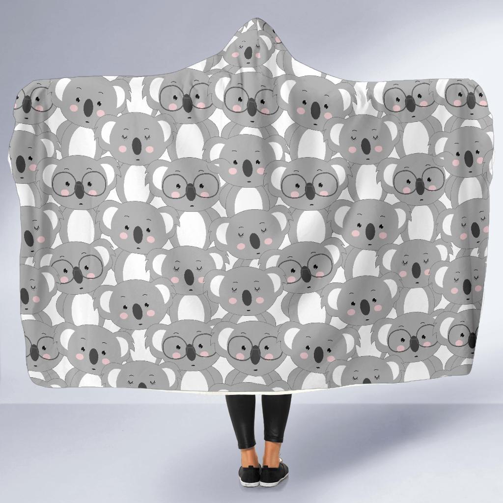 Pattern Print Koala Hooded Blanket-grizzshop