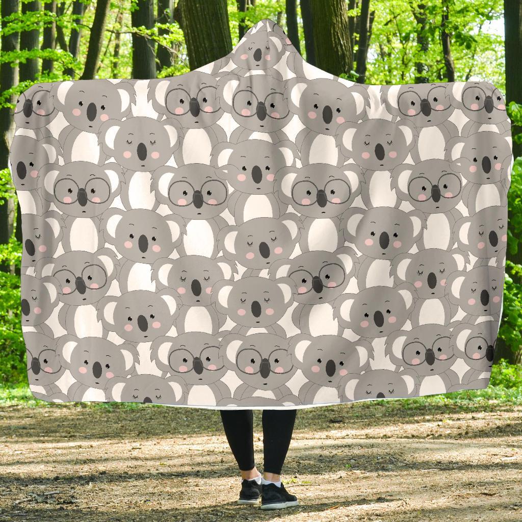 Pattern Print Koala Hooded Blanket-grizzshop