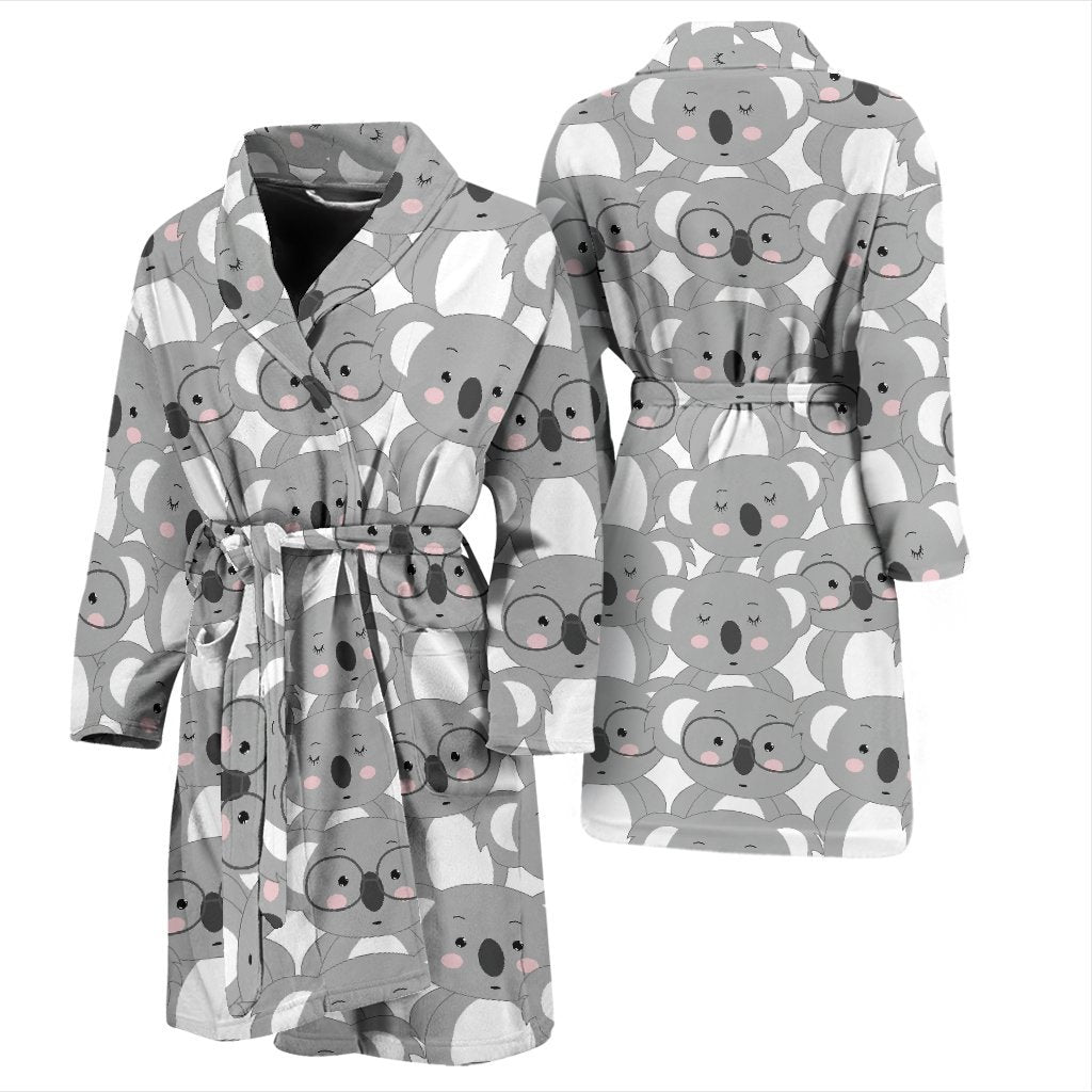 Pattern Print Koala Men Long Robe-grizzshop