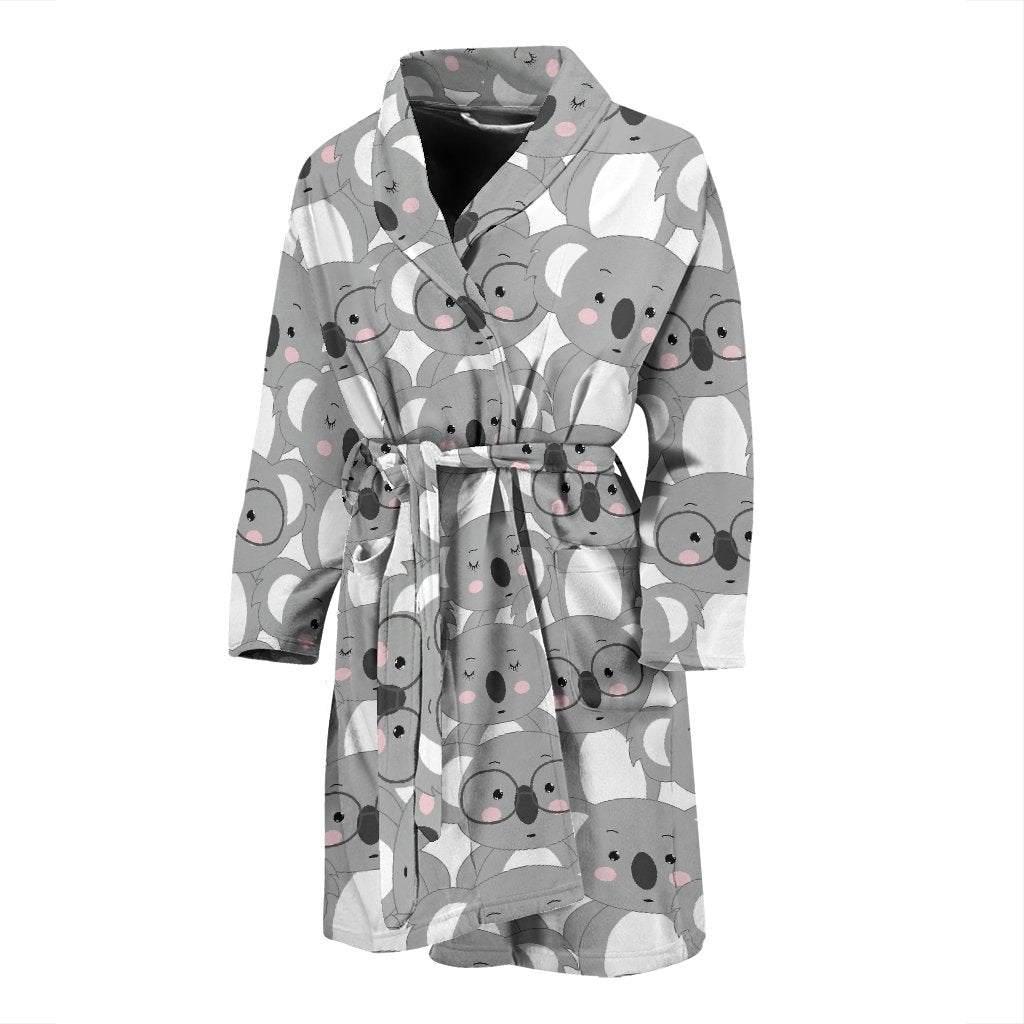 Pattern Print Koala Men Long Robe-grizzshop