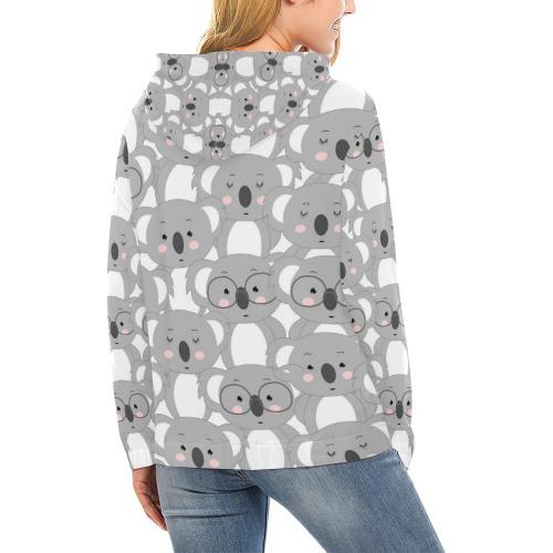 Pattern Print Koala Women Pullover Hoodie-grizzshop