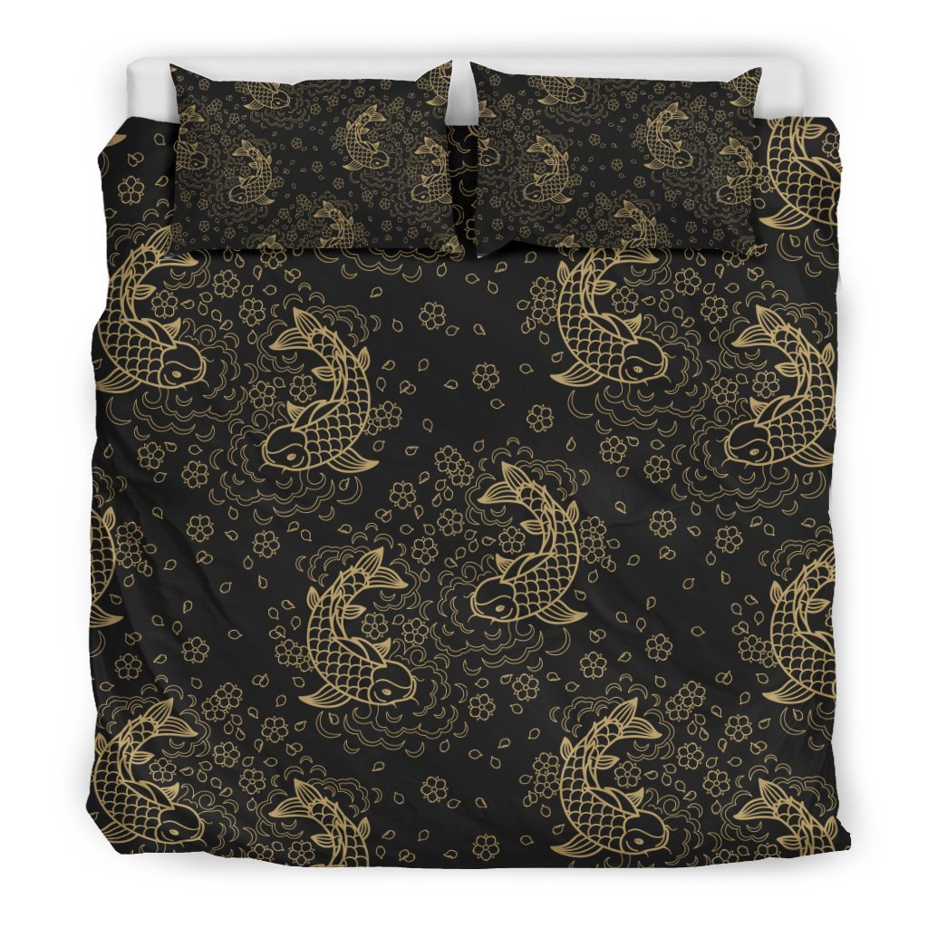 Pattern Print Koi Fish Duvet Cover Bedding Set-grizzshop