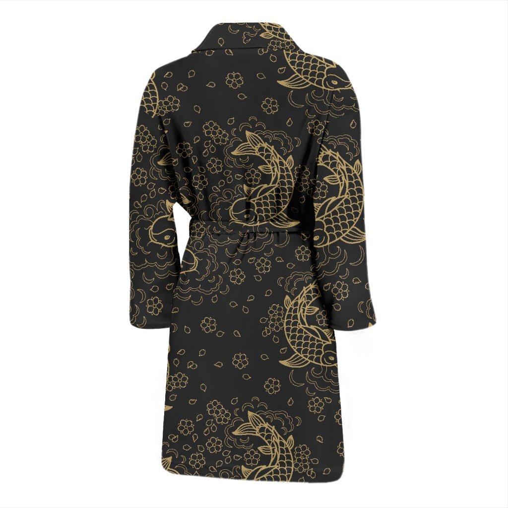 Pattern Print Koi Fish Men Long Robe-grizzshop