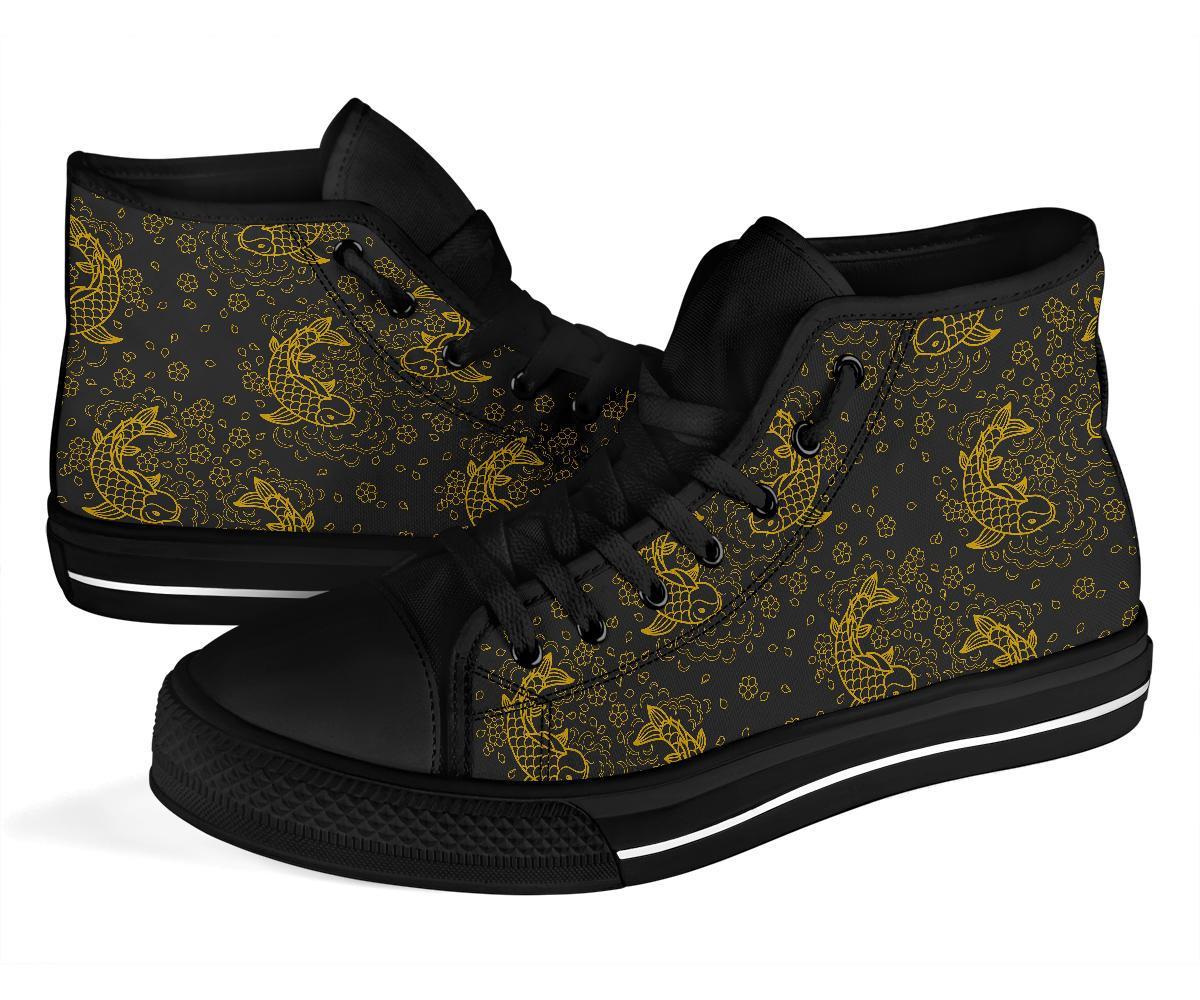 Pattern Print Koi Fish Men Women's High Top Shoes-grizzshop