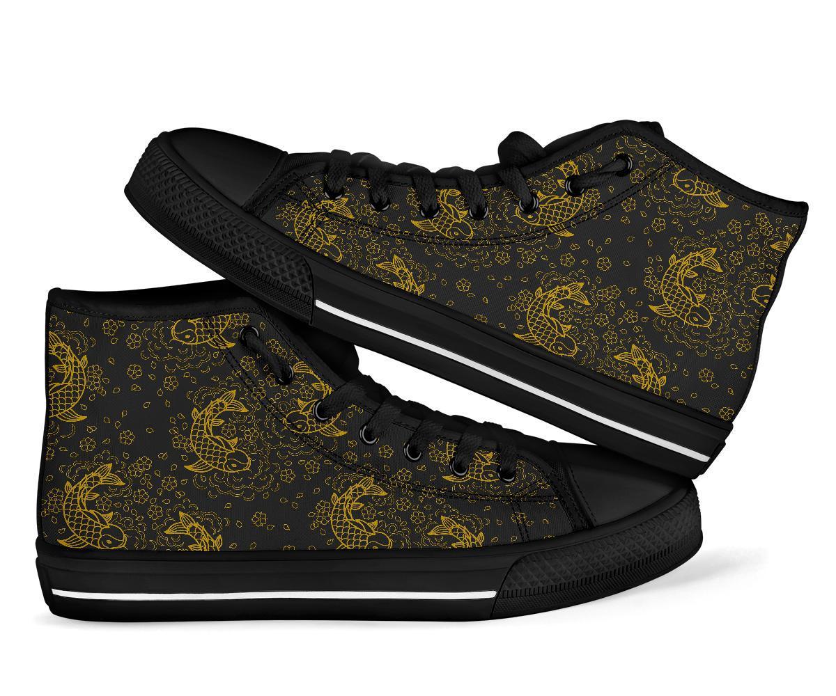 Pattern Print Koi Fish Men Women's High Top Shoes-grizzshop