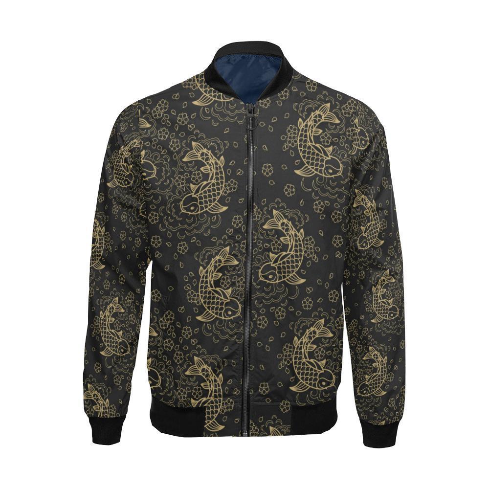 Pattern Print Koi Fish Men's Bomber Jacket-grizzshop