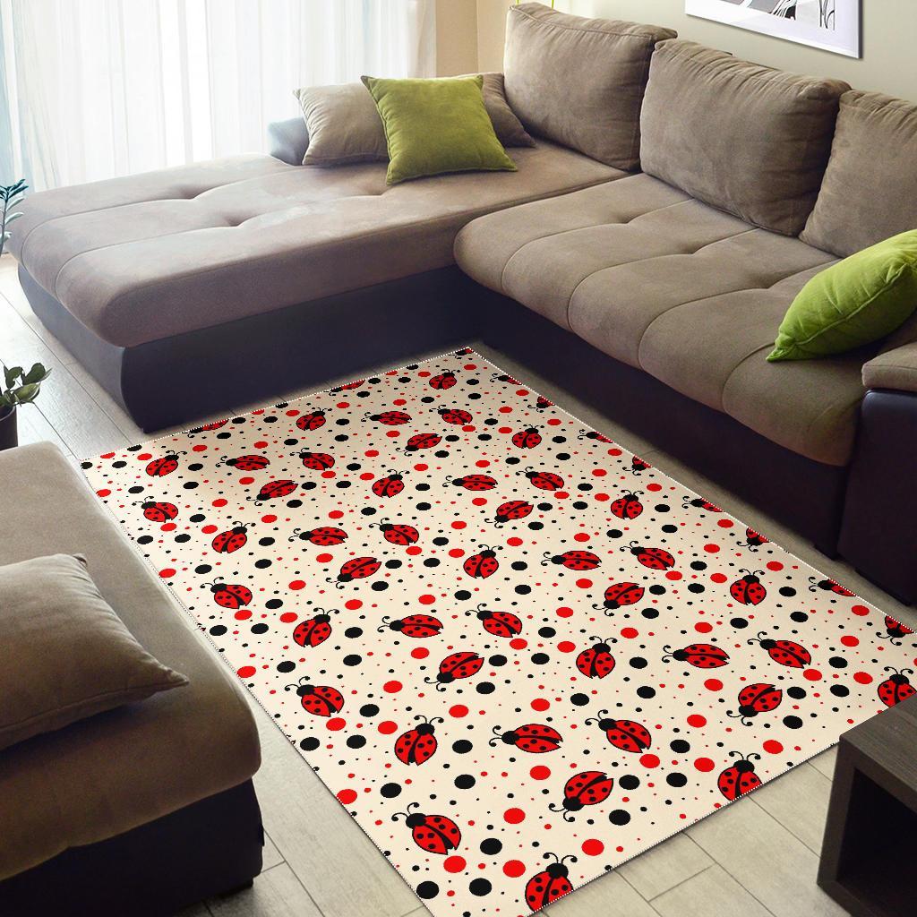 Pattern Print Ladybug Floor Mat-grizzshop