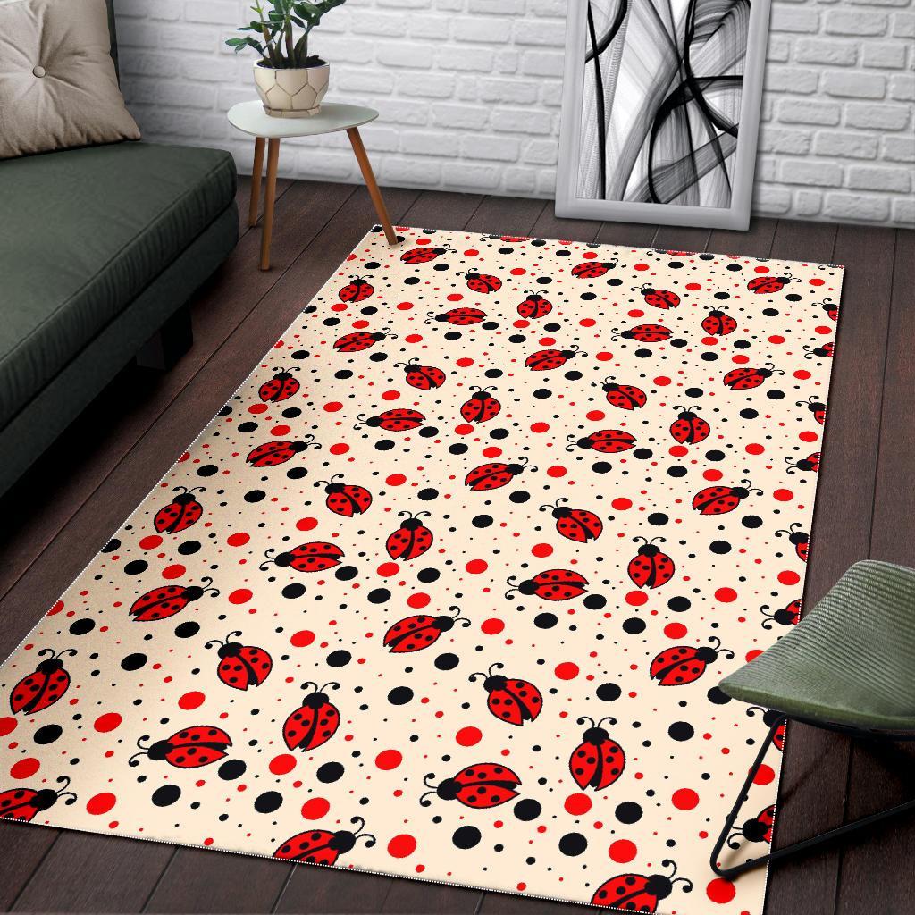 Pattern Print Ladybug Floor Mat-grizzshop