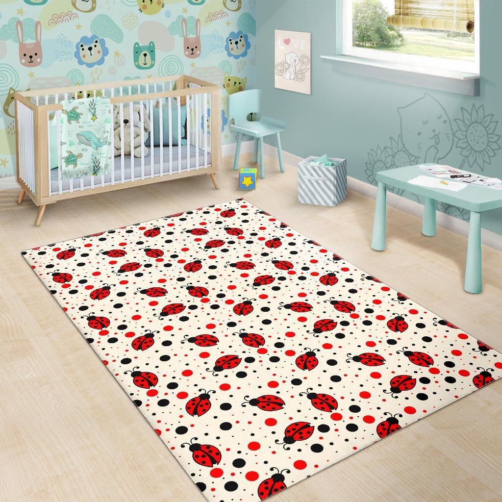 Pattern Print Ladybug Floor Mat-grizzshop