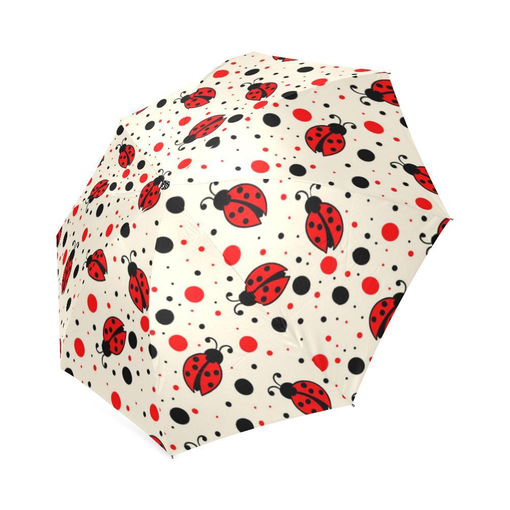 Pattern Print Ladybug Foldable Umbrella-grizzshop