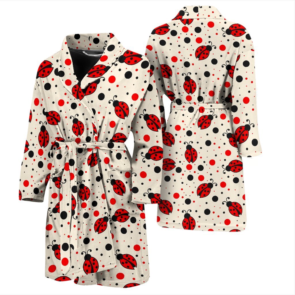 Pattern Print Ladybug Men Long Robe-grizzshop