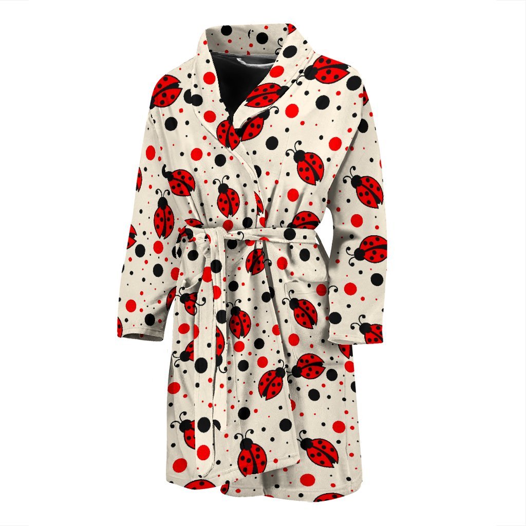 Pattern Print Ladybug Men Long Robe-grizzshop