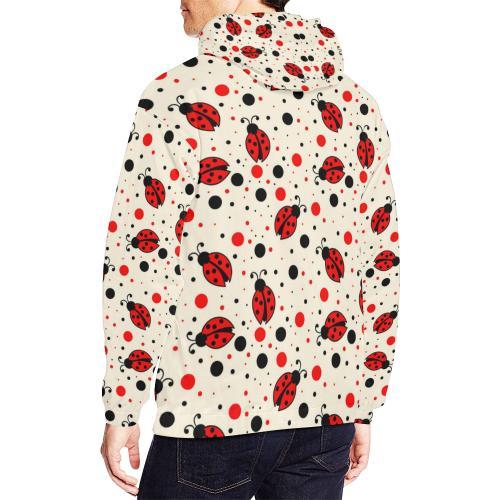 Pattern Print Ladybug Men Pullover Hoodie-grizzshop