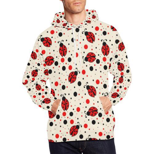 Pattern Print Ladybug Men Pullover Hoodie-grizzshop
