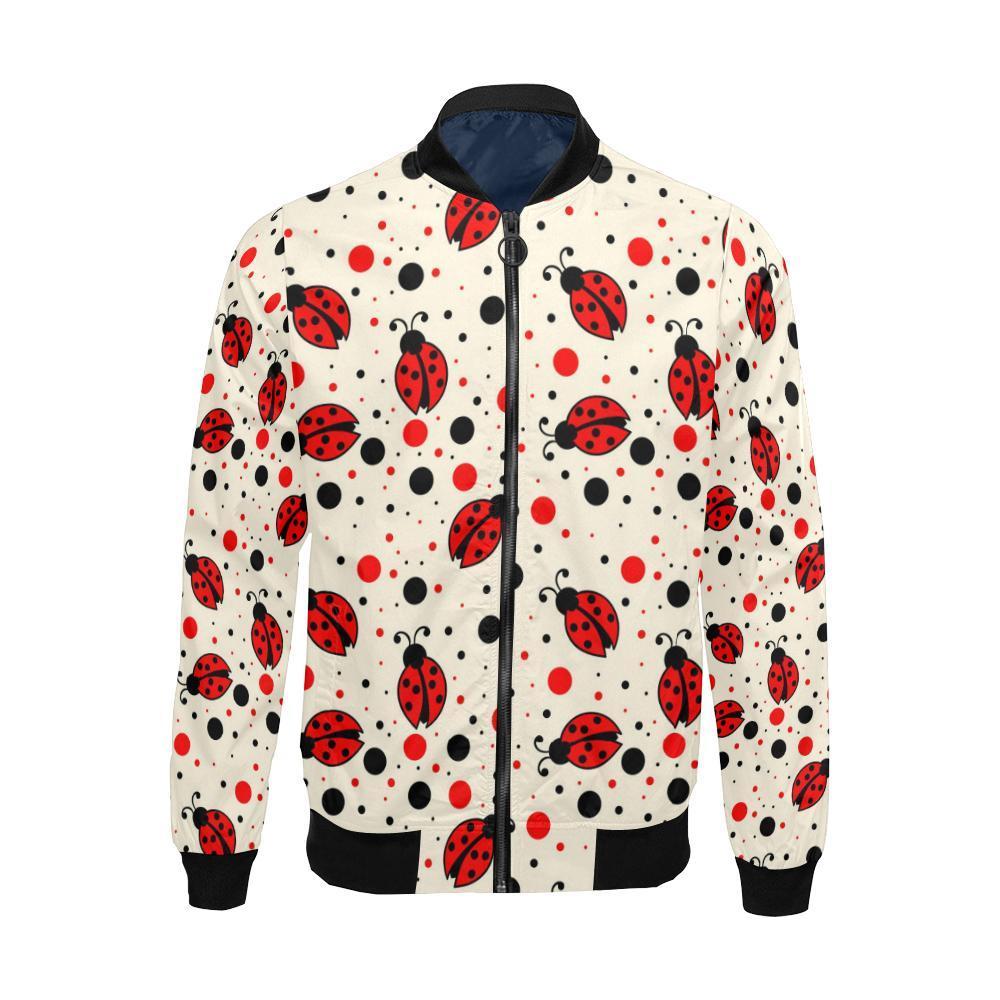 Pattern Print Ladybug Men's Bomber Jacket-grizzshop