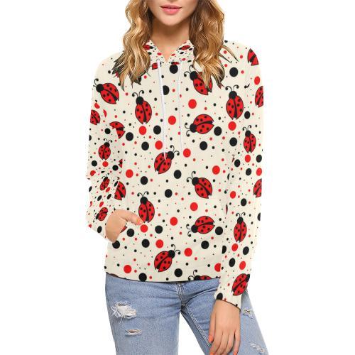 Pattern Print Ladybug Women Pullover Hoodie-grizzshop