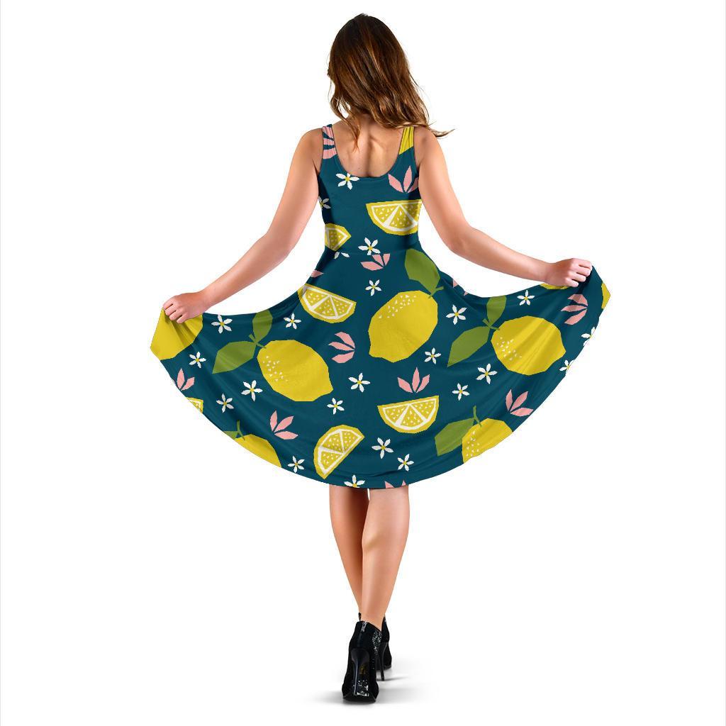 Pattern Print Lemon Dress-grizzshop
