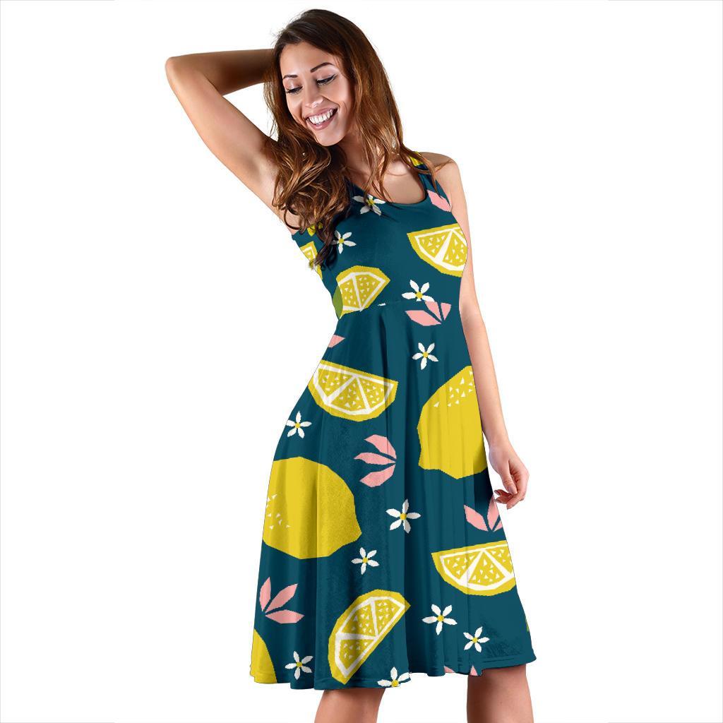 Pattern Print Lemon Dress-grizzshop