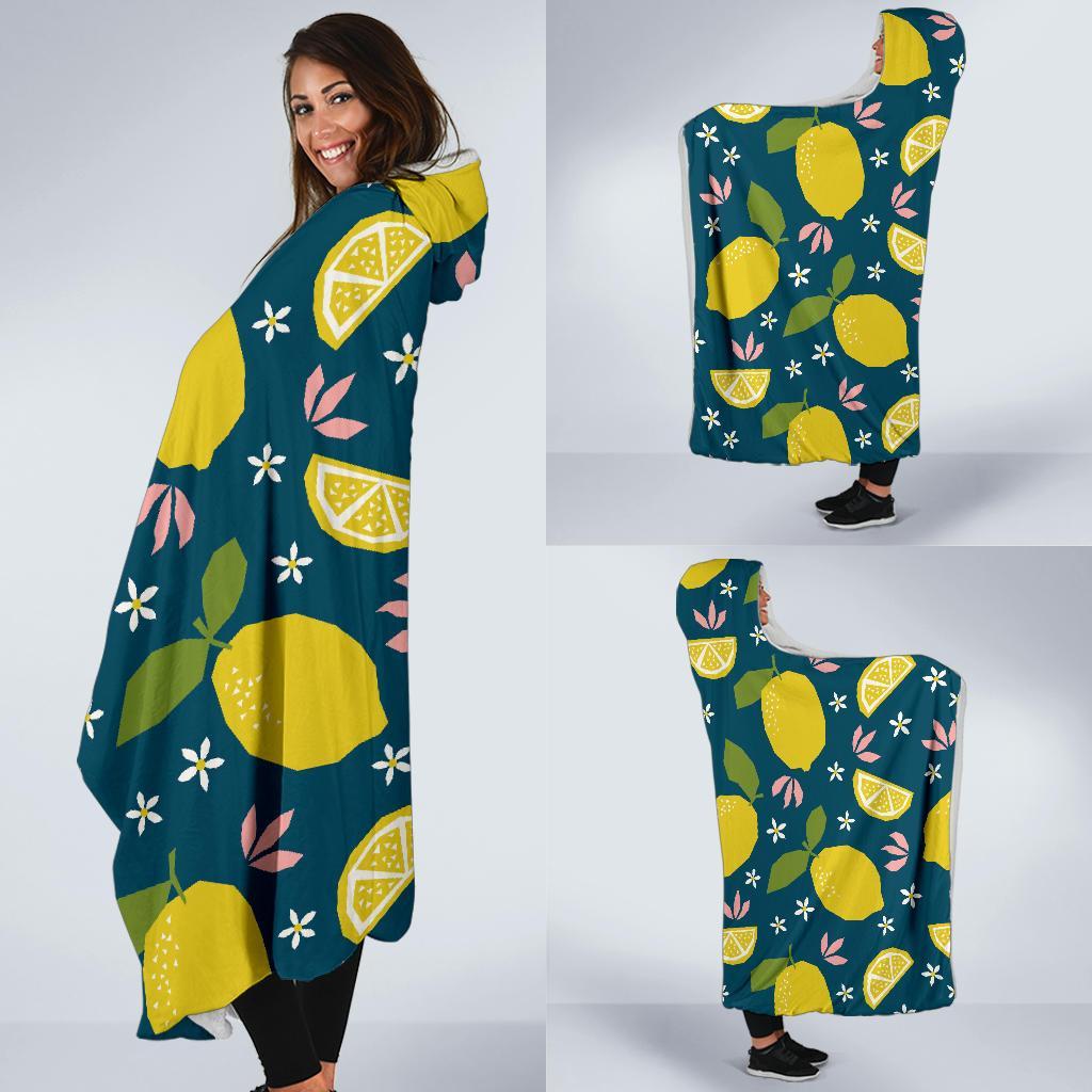 Pattern Print Lemon Hooded Blanket-grizzshop