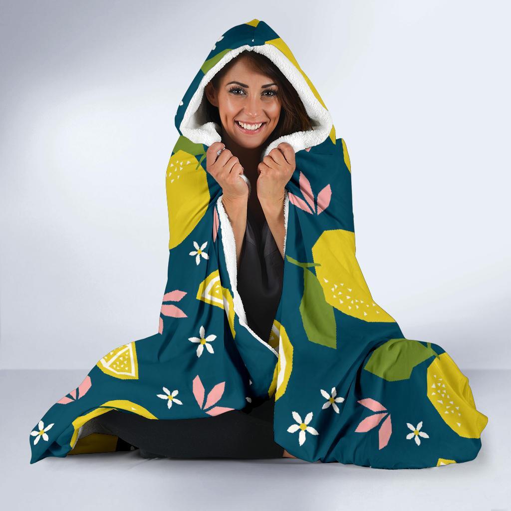 Pattern Print Lemon Hooded Blanket-grizzshop