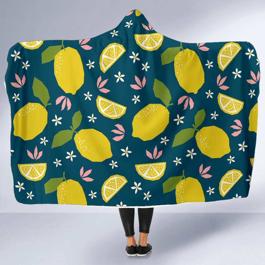 Pattern Print Lemon Hooded Blanket-grizzshop