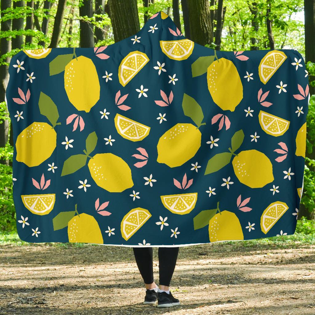 Pattern Print Lemon Hooded Blanket-grizzshop