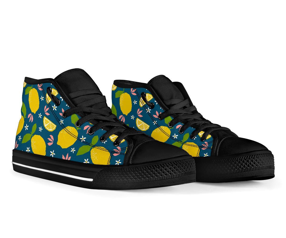 Pattern Print Lemon Men Women's High Top Shoes-grizzshop