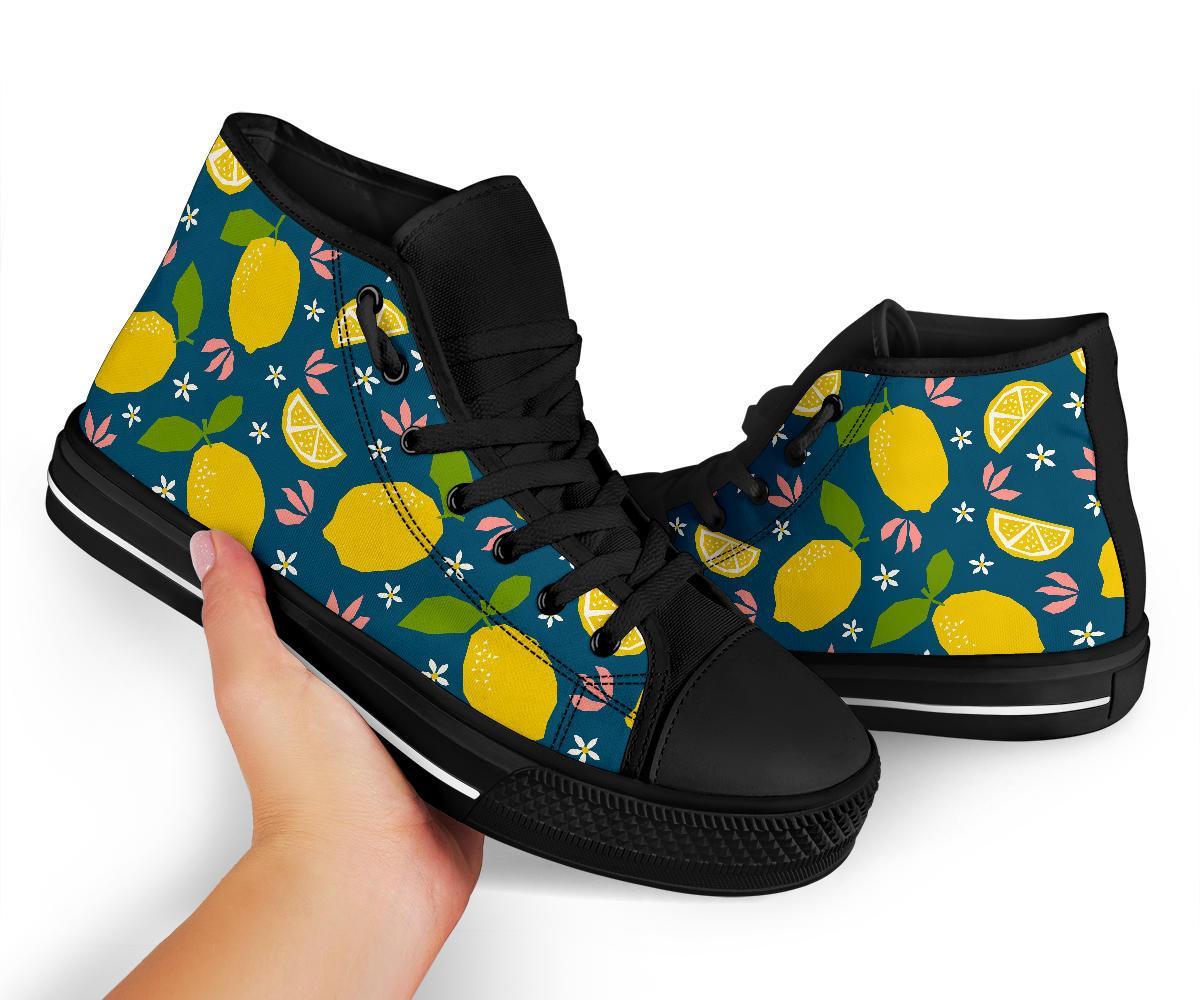 Pattern Print Lemon Men Women's High Top Shoes-grizzshop